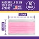 thumbnail image 4 of Cubrebocas desechable 4 capas de proteccion comodos, transpirables para Niño , 50, Rosa Pastel Lutema 4-Ply Infante, 4 of 5