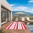 thumbnail image 3 of Red Pink Striped Outdoor Rug for Patio/Deck/Porch, Non-Slip Large Area Rug 5 x 7 Ft, Farmhouse Stripes Simple Art Indoor Outdoor Rugs Washable Area Rugs, Reversible Camping Rug Carpet Runner, 3 of 8