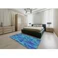 thumbnail image 5 of Ahgly Company Machine Washable Indoor Square Transitional Bright Turquoise Blue Area Rugs, 5' Square, 5 of 7