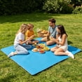thumbnail image 4 of 59''x79'' Sandproof Waterproof Picnic Blanket, Beach Mat for Outdoor Camping Hiking Park, Portable with Tote Bag, Non-stick Sand & Grass, Foldable for Indoor Outdoor Use, Blue, 4 of 7