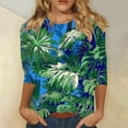 thumbnail image 2 of CYMMPU Floral Printed 3/4 Sleeve Spring Tops Blouses for Women Dressy Casual Loose Fit T-Shirts Crew Neck Fall Trendy Shirts Lightweight Basic Tees Multicolor L, 2 of 5
