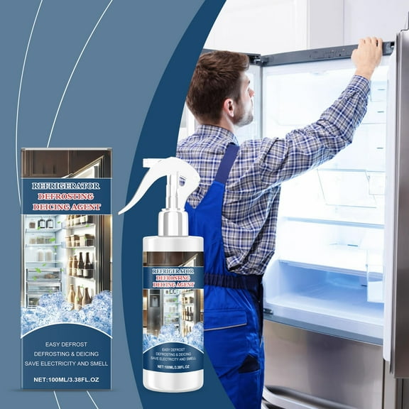 Freezer Defrost Spray, Fast-Acting Refrigerator Defrosting Agent, Safe & Easy Ice Melter for Home & Car, Efficiently Removes Frost & Prevents Buildup, Stain Remover with Propylene Glycol