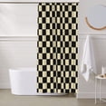 thumbnail image 6 of Shower Curtain, khaki black checkered Waterproof Fabric Plastic Shower Curtain, Drying Fast Bathroom Curtain with 9 Buttonholes, Ruffle Shower Curtain 60x72in, 6 of 8