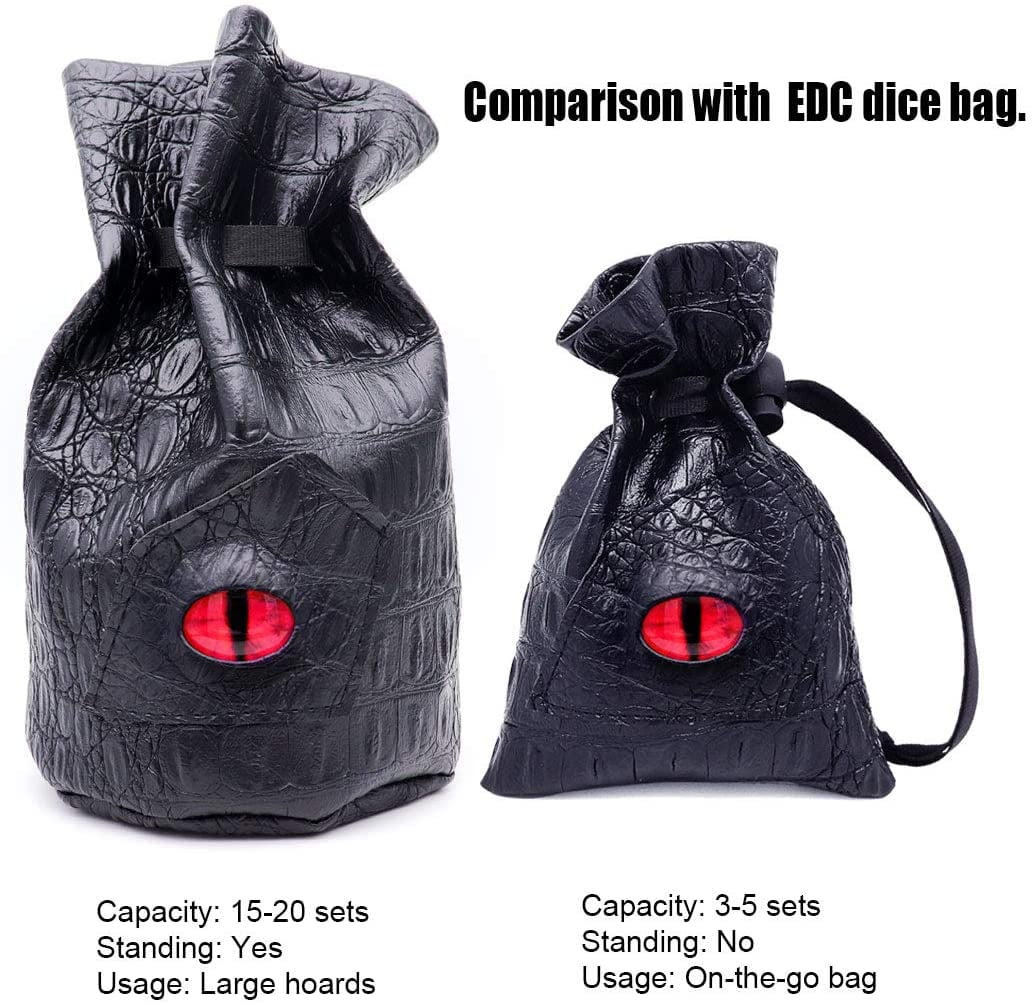 Glowing Green Eye Haxtec Dragon Eye Dice Bag Glow in The Dark Eye Drawstring Leather DND Dice Pouch Storage Bag for D&D Dice Coins and Accessories Patent Number D893867 