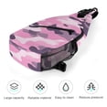 thumbnail image 5 of Full Print Chest Bag 8×15in Outer Large Bag On Both Sides Of Mesh Bag Inside Pocket Design Sponge Pad Shoulder Strap Texture Military Camouflage Pattern Abstract Pink_3, 5 of 8