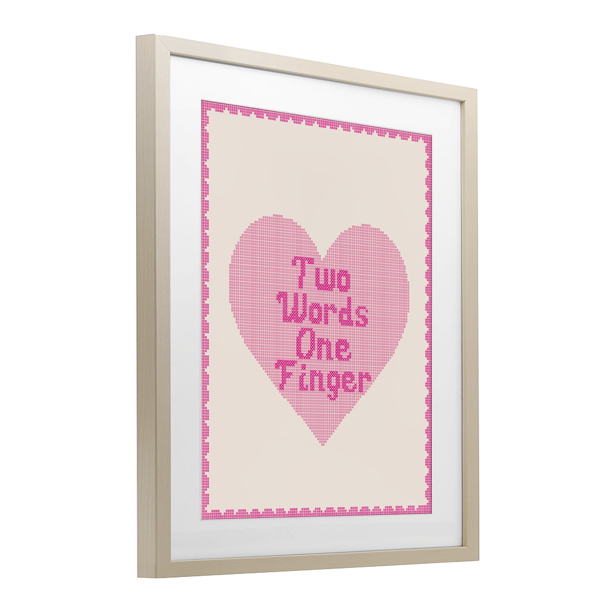Stupell Industries Two Words One Finger Heart Birch Framed Print Under Glass, design by Lil' Rue