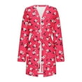 thumbnail image 2 of SYMOID Womens Hot Pink Floral Robe - Soft Stretchy 95% Polyester 5% Spandex, Long Sleeve Adjustable Belt, S-XXXXXL Lounge Sleep Robe,Size M, 2 of 6
