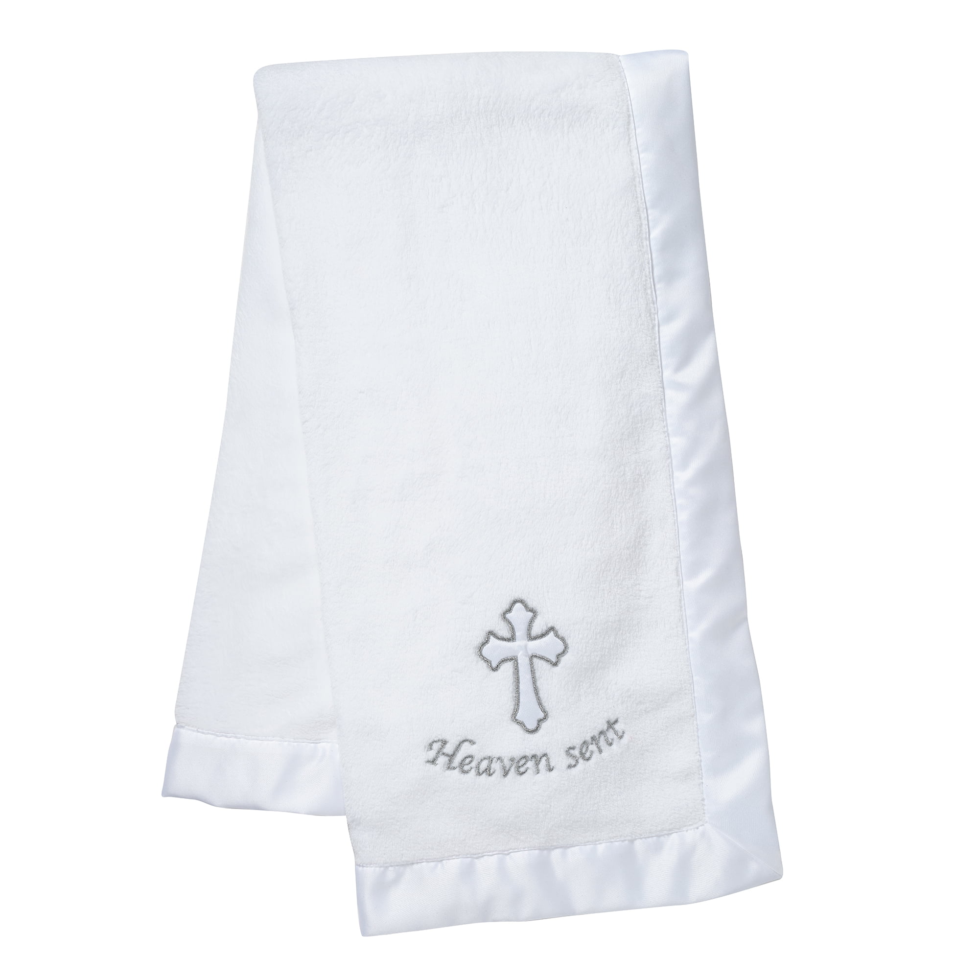 Lambs & Ivy Heaven Sent Baptism/Christening Soft White Fleece Baby Blanket