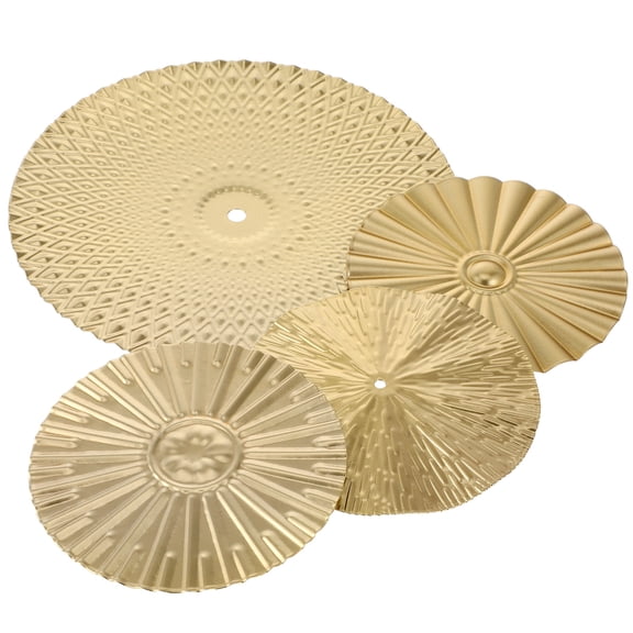 WRITWAA Round Metal Wall Art Set of 4 Golden Decorative Metal Pieces for Home and Office Wall Decor