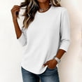 thumbnail image 5 of Womens Cotton Casual 3/4 Sleeve T Shirts Crew Neck Loose Fit Tops Solid Basic Tops Tees, 5 of 6