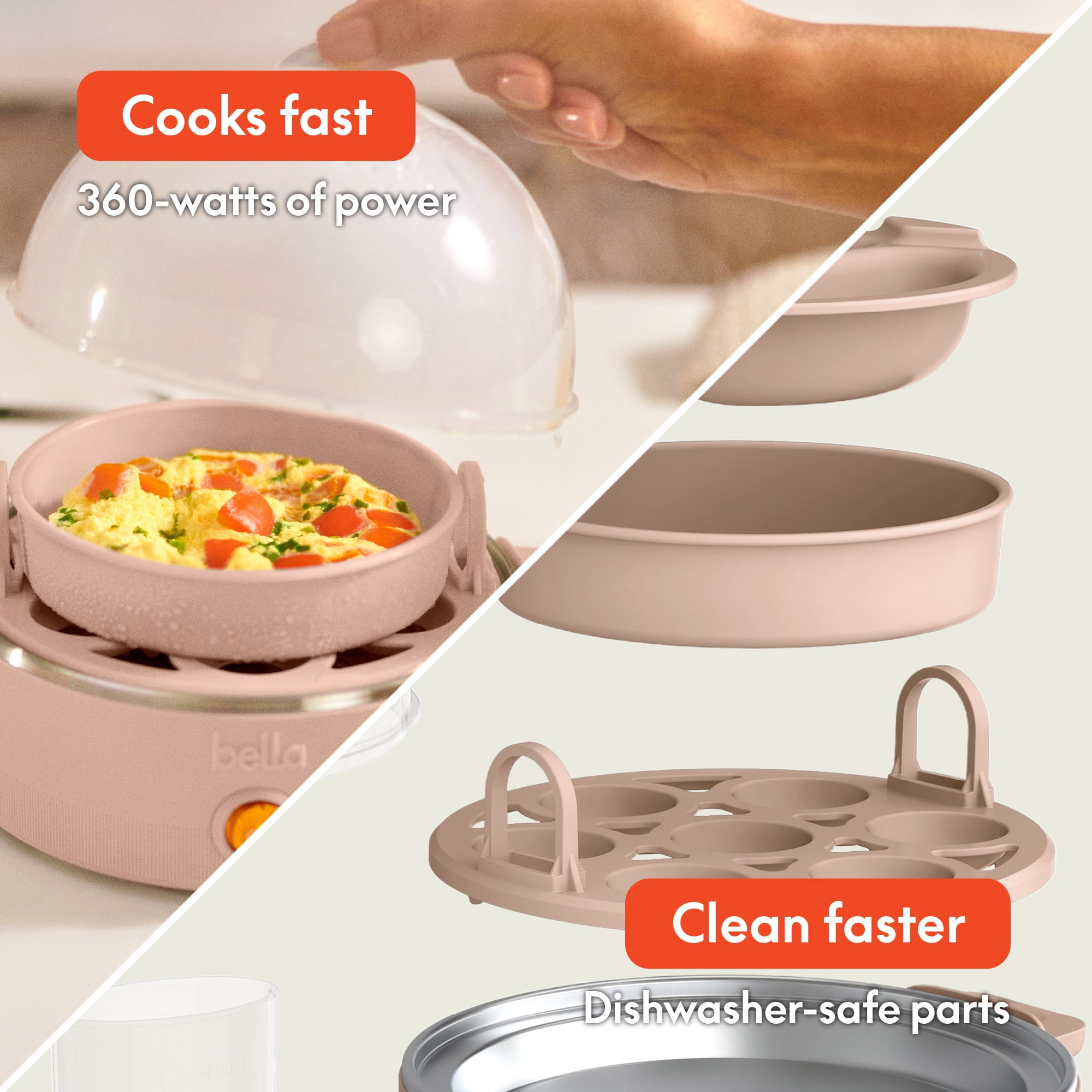 bella 7-Egg Electric Egg Cooker for Hard, Soft Boiled Eggs, Blossom