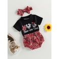 thumbnail image 3 of Bagilaanoe 2pcs Newborn Baby Girl Short Pants Set Short Sleeve Print T Shirt Tops + Shorts + Headband 3M 6M 9M 12M 18M Infant Casual Summer Outfits, 3 of 9