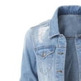 thumbnail image 3 of UTTOASFAY Coat Women Casual Denim Jacket Jean Coat Bead Outwear Overcoat Light blue S, 3 of 6