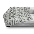 thumbnail image 3 of Scandinavian Soft Flannel Fleece Throw Blanket, Simplistic Foliage Composition Fresh Blossoming Plants of Spring, Cozy Plush for Indoor and Outdoor Use, 70" x 90", Olive Green and White, by Ambesonne, 3 of 6