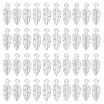 Metal Charm Pendants, 100 Pcs Feather Shape Mini Pendant, Silvery