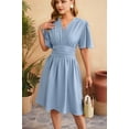 thumbnail image 5 of Women'S Dress 2025 Summer Deep V Neck Elegant Ruffle Mini Dress Waist Dresses Blue XL, 5 of 8