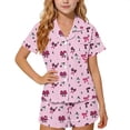 thumbnail image 2 of Odeerbi Teen Boys Girls Halloween Pajamas Notched Lapel Short Sleeve Shirt Shorts Pajama Sets, 2 of 7