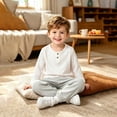 thumbnail image 2 of Fengqque Boys and Girls Clothes Set Long Raglan Sleeve Round Neck T-Shirts + Casual Pants 2Pcs Outfits for Kids Gray 1-2Years, 2 of 5