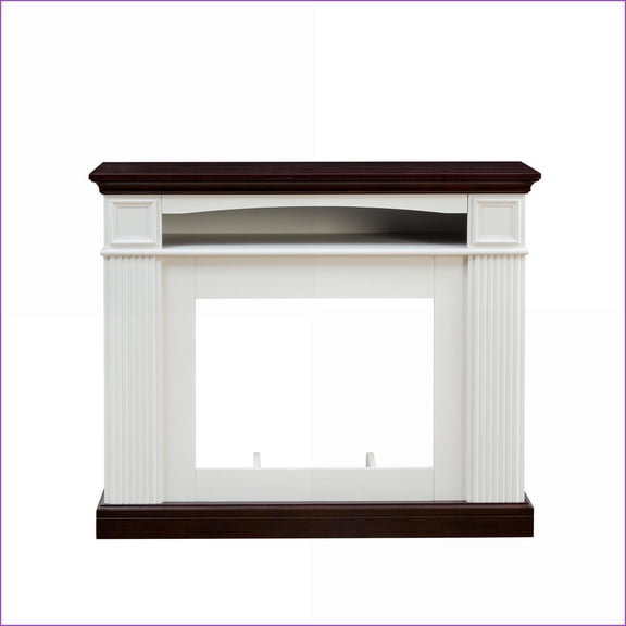 Fireplace TV Stand Farmhouse Style 23” Electric Mantel with Storage | White | MDF