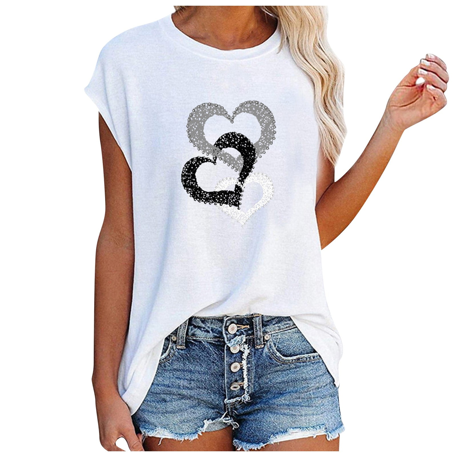 YDKZYMD Women's T Shirts Graphic Crewneck Plus Size Short Sleeve