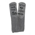 thumbnail image 1 of TISHITA 2X Funny Slogan Socks Home Bed Slipper Socks Personalised Crew Socks Gray 2 Pcs, 1 of 8