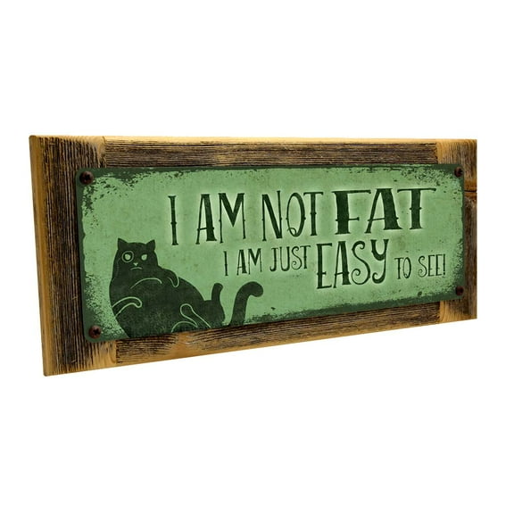 Framed I'm Not Fat, I’m Just Easy to See 4"x12" Metal Sign, Wall Décor for Inspirational