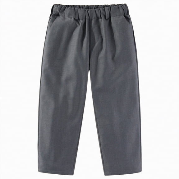 UngA Boys Uniform Pants Kids Baggy Straight Leg Sweatpants Elastic Waist Casual Lightweight Breathable Joggers with Pockets (Grey,5-6 Years)