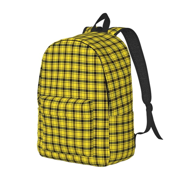 Disketp Yellow Checkered Plaid Mochila de Lona Estampada, Mochila Escolar de Viaje Ligera para Estudiantes y Portátil-Medium