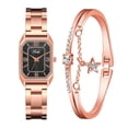 thumbnail image 1 of Relojes de pulsera para mujer, de moda, de cristal dorado, de acero inoxidable, analógico, de cuarzo, para escritorio, 1 of 3