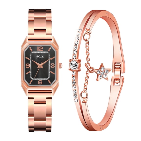 Apmemiss Clearance Fashion Women Crystal Golden Stainless Steel Analog Quartz Wrist Watch