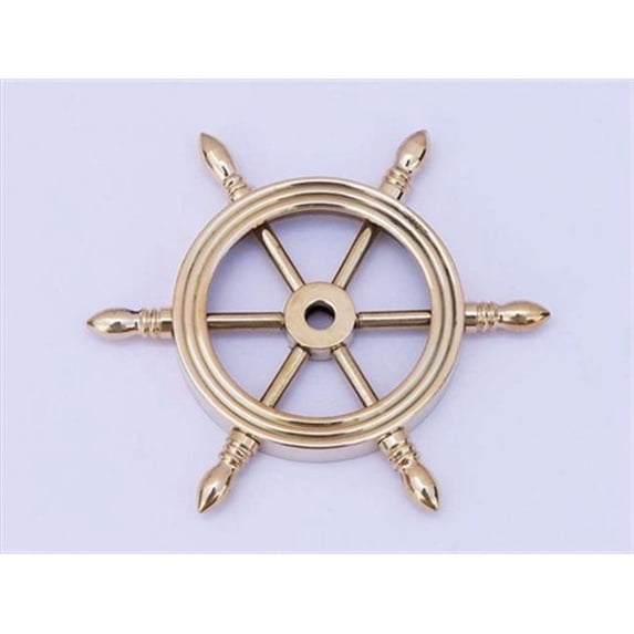 Handcrafted Model Ships SW-1754 Solid Brass Ship Wheel Paperweight 4 in. Nautical Accents Decorative Accent