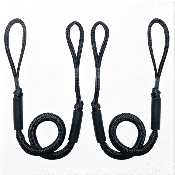 MISSMILE Bungee Dock Line,Boat Rope Stretchable Docking String with Foam Float for Pontoon Boat Waverunner,Kayak,Boating Gifts for Men,2Pack,4-5.5Ft (Black)