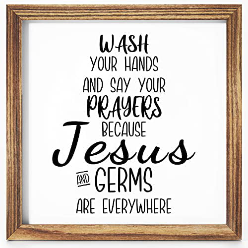 Funny Wash Your Hand Sign 12 X 12 Inch - Wash Your Hands and Say Your  Prayers - YuanDe Farmhouse Wooden Wall Signs for Half Bathroom, Rustic  Guest Bathroom Wood Framed Decor