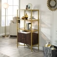 thumbnail image 2 of Pemberly Row 3 Glass Shelf Bookcase in Rich Walnut and Gold, 2 of 13