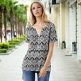 thumbnail image 6 of Yuwull Summer Tops Tops For Women Trendy Women'S Fashion Printed Short Sleeve Button Round-Neck And V-Neck Top Blouse Summer Tops For Women On ClearanceM, 6 of 8