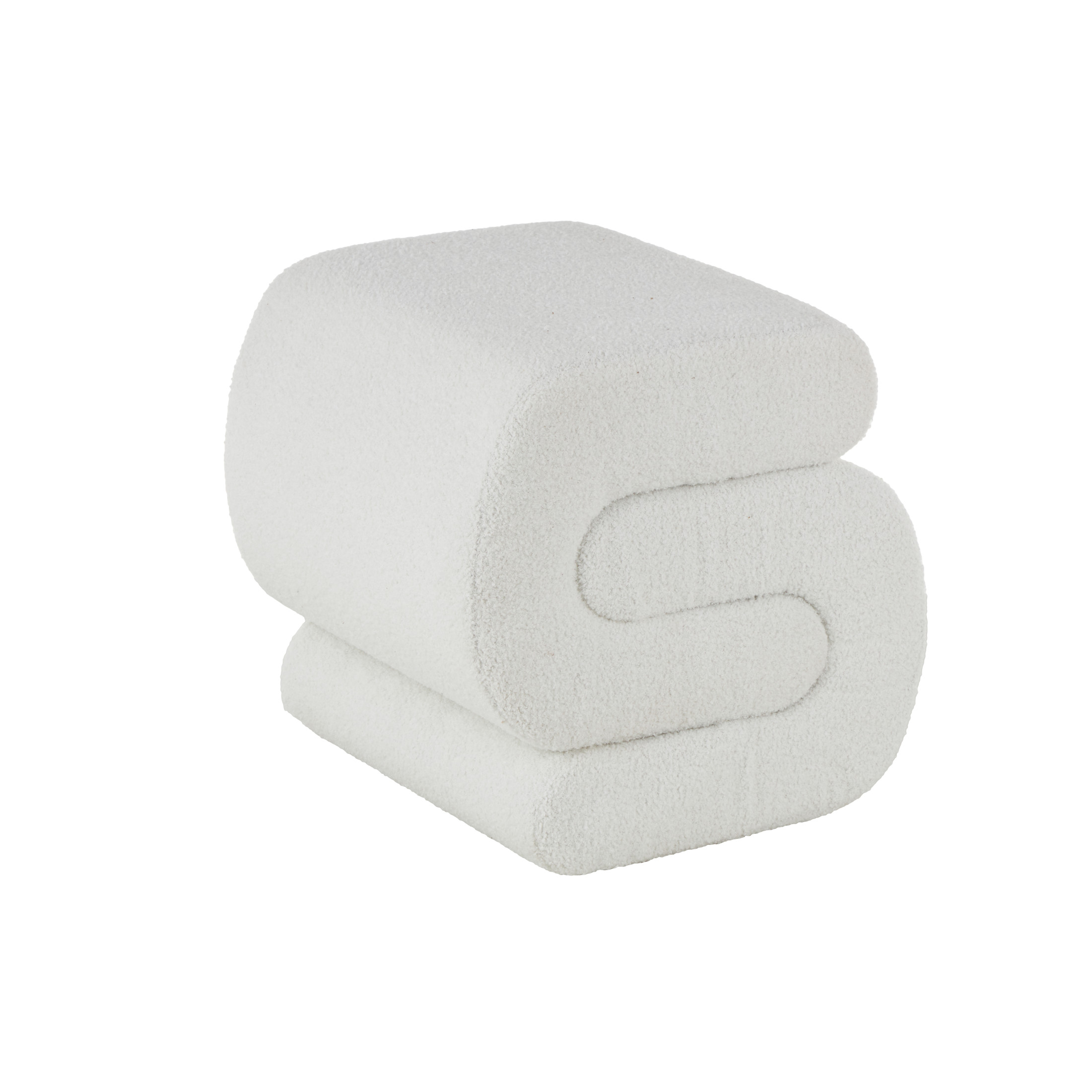 DecMode 20" x 19" White Polyester S- Shaped Ottoman with Connected Arches, 1-Piece