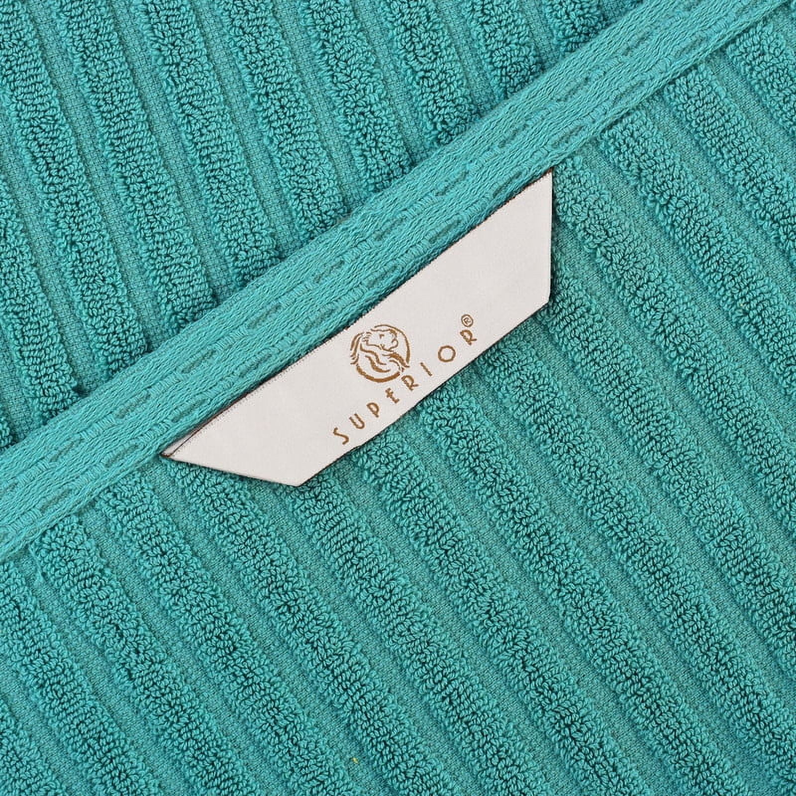 Superior Soho Ribbed Cotton Face Towel/Washcloth Set of 12, Turquoise