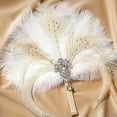 thumbnail image 6 of BABEYOND Vintage Bridal Feather Bouquet 1920s Ostrich Feather Fan Crystal Bridesmaid Bouquet 20s Gatsby Wedding Bouquet Flapper Accessories (White), 6 of 7