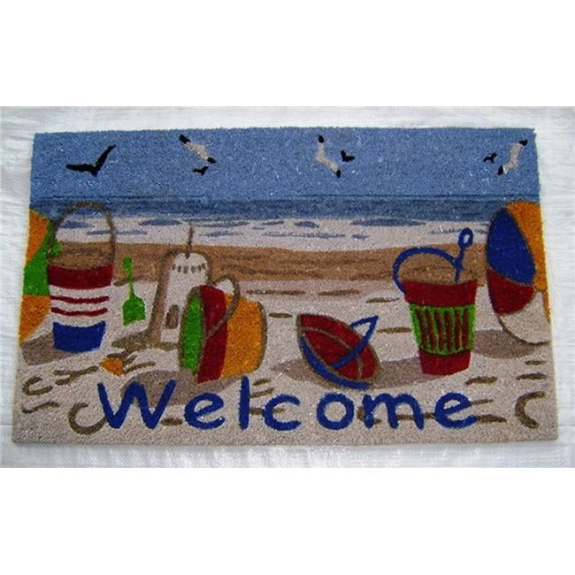 Geo Crafts G321 BEACH 18 x 30 in. PVC Vinyl Backed Coco Doormat