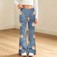 thumbnail image 6 of VIPOIN Girls' Boho Flare Pants Floral Print Vintage Y2K Style Bell Bottom Stretchy Trousers, 6 of 7
