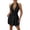 Black, variant on Women’s Halter V Neck Fit and Flare Mini Dress Backless Ruched Party Cocktail Skater Dress