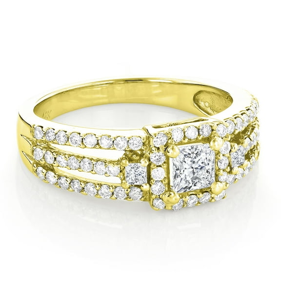 Ladies 14K Unique Natural 1.1 Ctw Diamond Engagement Ring (Yellow Gold Size 4.5)