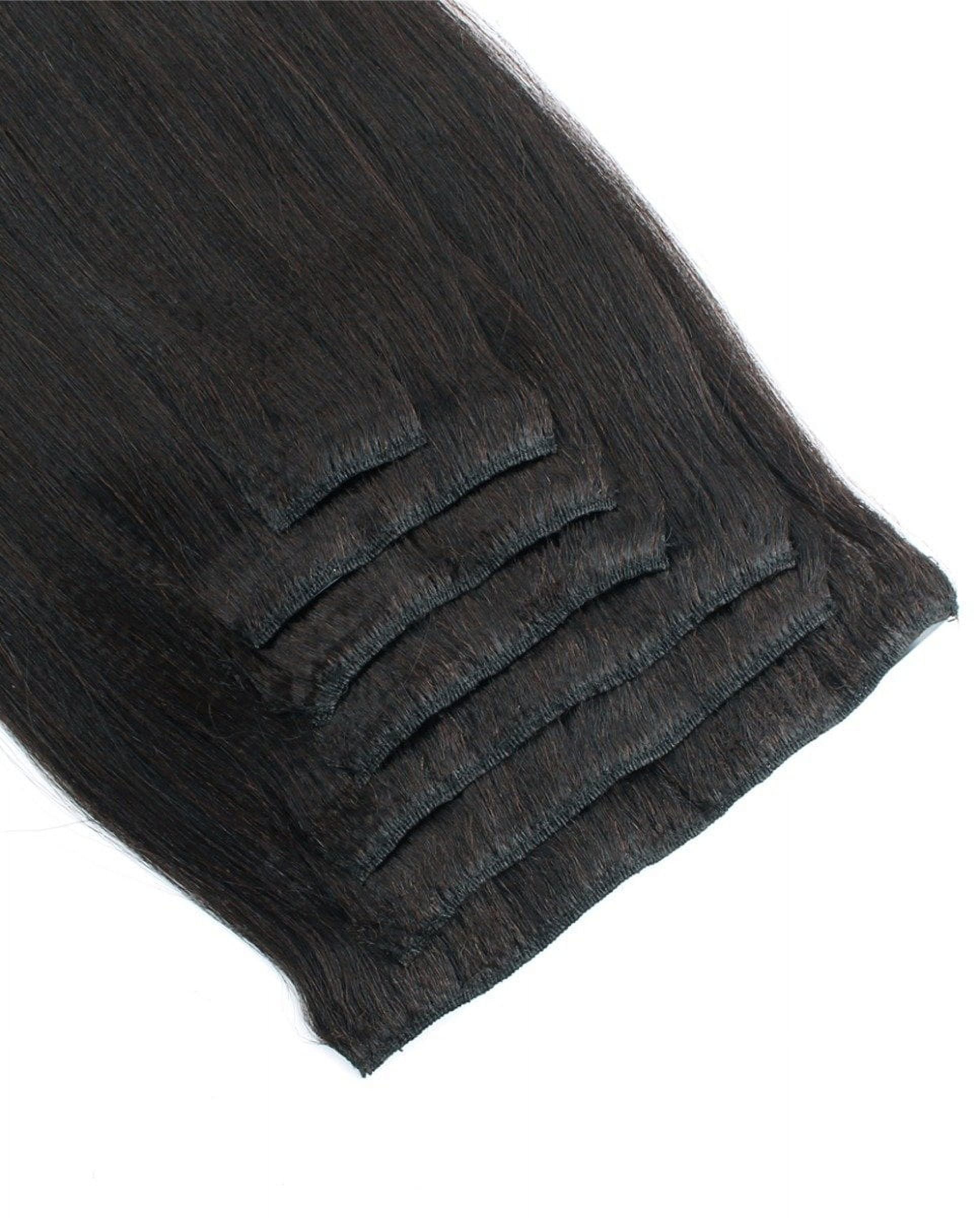 Yaki Straight Clip in Hair Extensions 14 Inches Jet Black 120g/set Double Wefts 100% Real Human Hair for African Americans