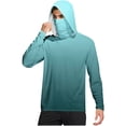 thumbnail image 2 of Qgtaibl Mens Long Sleeve Shirt with Built-in UV Face Protection Hawaiian 2X Sun Hoodie Lightweight UPF 50+ Moisture Wicking T-Shirt for Summer Outdoor (Mint Green), 2 of 7