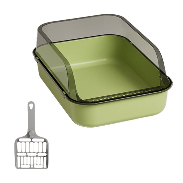 Open Litter U Shape Lowered Entry Pet Toilet With Bedpan Easy Clean Kitty Litter Pan Semi Enclosed For All Size Cats
