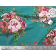 thumbnail image 2 of Soimoi Green Poly Georgette Fabric Leaves & Peony Floral Print Fabric by Yard 52 Inch Wide, 2 of 3