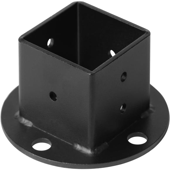 PinesC 4 Pack 2x2 inch Deck Railing Bracket Post Flange Base Anchor, Black Steel Guardrail Floor Post Flange, Square Fence Pole Flange Mount Base Fit 50 x 50 mm Picket or Post, 10 Gauge