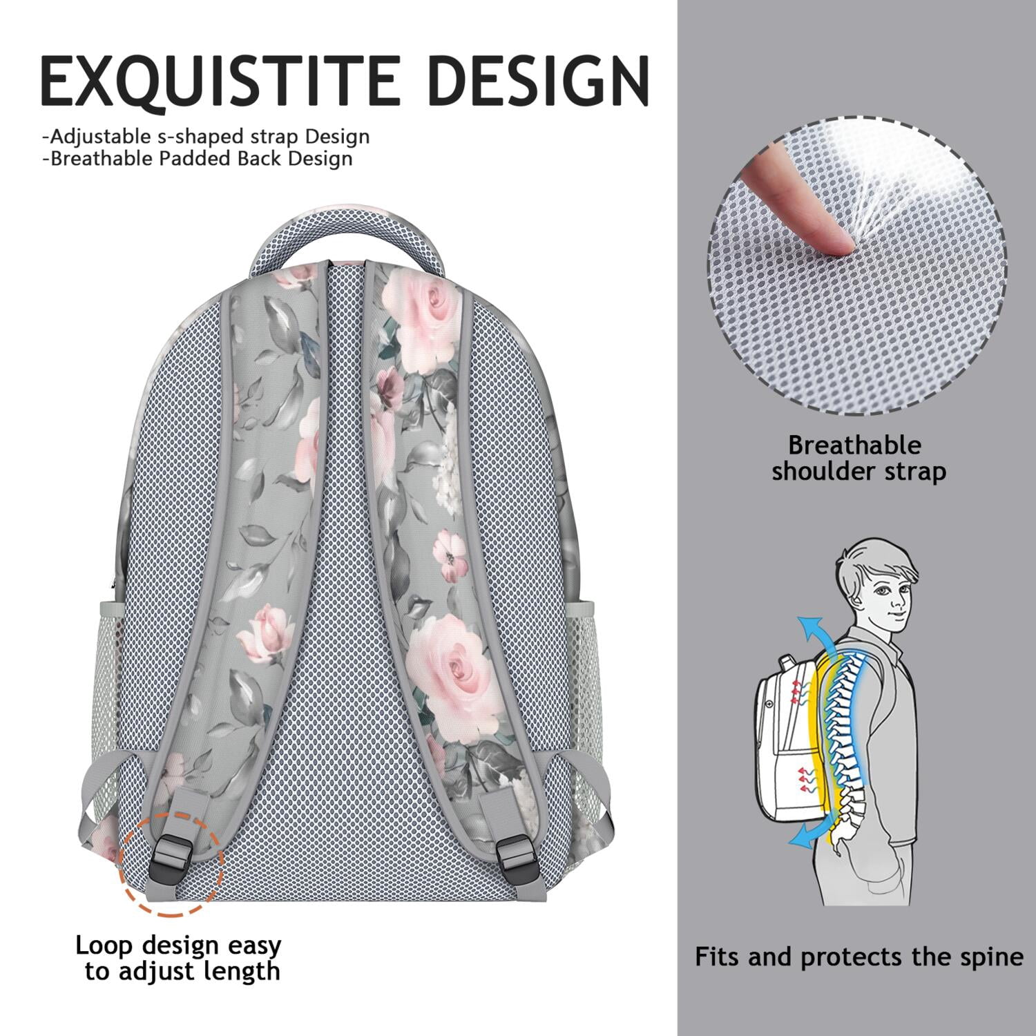 Rustic Farmhouse Floral Print Backpack - Breathable Student Backpack with Spinal Support