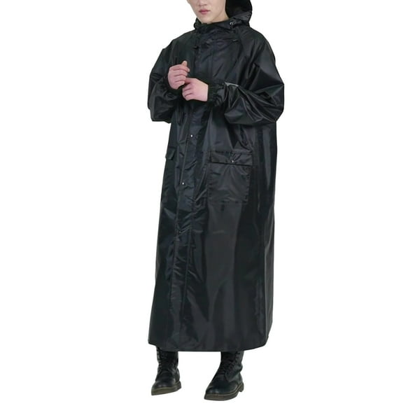 MIASHUI Rain Poncho for Adults Waterproof Ponchos Lightweight Raincoat,Black,XXL