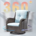 thumbnail image 3 of MeetLeisure 2 PCS Swivel Patio Chairs Set, Wicker Furniture with High Back, Deep Seating, Wide Armrest, Thick Cushions for Deck Porch, Sky Blue, 3 of 10